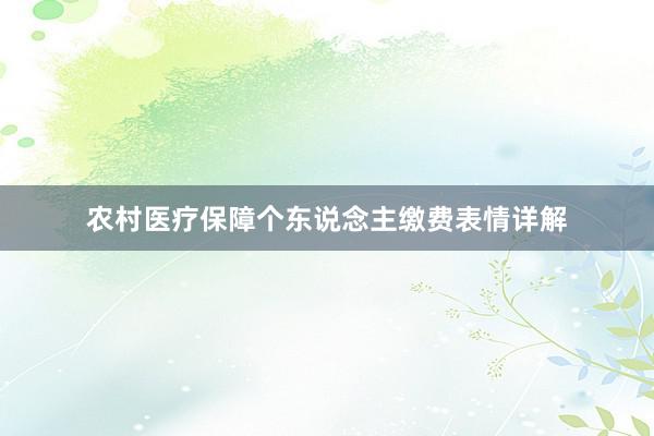 农村医疗保障个东说念主缴费表情详解